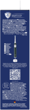 Bok ciemnoniebieskiego opakowania elektrycznej szczoteczki Oral-B iO 2, z grafiką i hasłem 'Nr 1 dentystów'.