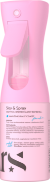 Stars Slay & Spray różowa butelka sprayu do włosów, odżywka z efektem Glossy Bombshell, widok z przodu.