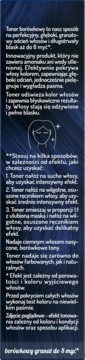 Opis tonera OnlyBio Borówkowy: biały tekst o blasku i granatowym odcieniu włosów na ciemnym tle, z ikoną głowy.