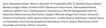 Lista składników maseczki It's Skin Bamboo, z Aqua, gliceryną i ekstraktem z imbiru na białym tle.