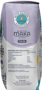 MŁYN MAZURKI ,mąka żytnia, kraftowa, typ 720,prawa