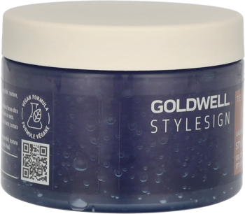 Goldwell Stylesign Lagoom Jam, ciemnoniebieski żel do włosów z mocnym utrwaleniem w słoiku z beżową nakrętką, z przodu.
