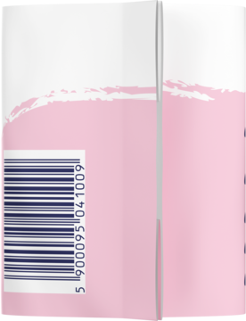 Opakowanie probiotycznej podpaski ze skrzydełkami do codziennej ochrony, biało-różowe, z kodem kreskowym.
