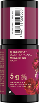 Stars Otternity lakier hybrydowy Verry Berry 5g, butelka z bordową etykietą, widok z tyłu z kodem kreskowym.