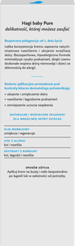 Hagi baby Pure krem do twarzy i ciała dla dzieci. Opis naturalnych składników i sposobu użycia na białej etykiecie.