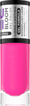LUMI BLOOM rozświetlający różowy lakier żelowy do paznokci, długotrwały, widok z przodu butelki.