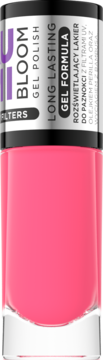 LUMI BLOOM długotrwały lakier żelowy do paznokci, w intensywnie różowej butelce, widok z przodu.