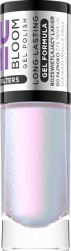 LUMI BLOOM Gel Polish, opalizujący lakier do paznokci z filtrami UV, butelka, świetlisty, pastelowy.