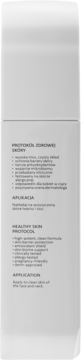 Białe serum-fluid Coda Lab CERA MILK, widok z boku z protokołem zdrowej skóry i opisem aplikacji.