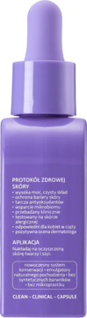 Tył fioletowej butelki Coda Lab z serum Lifting i kroplomierzem, z widoczną białą etykietą i tekstem.