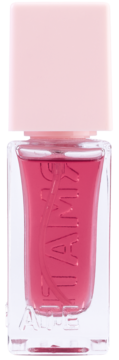 SHIMMER PERFUME MIST, nawilżająca różowa mgiełka do ciała i włosów, butelka z jasnoróżową nakrętką.