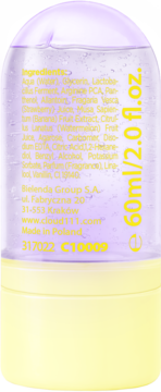 Tył butelki Bielenda Tonizująca Jelly Mist 60ml z fioletowym płynem, żółtą bazą i listą składników.