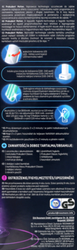 Ciemne opakowanie elektrycznej szczoteczki Prokudent, z wizualizacją LED, ładowarki i główki szczoteczki.
