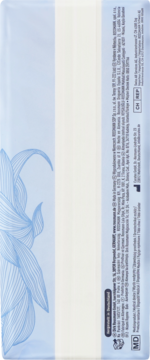 Tył opakowania wkładek higienicznych Facelle diskret, widoczne szczegóły produktu, regulatory i błękitne zdobienia.