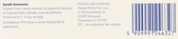 Bok białego opakowania leku Voltaren Sport z tekstem w języku polskim i kodem kreskowym.