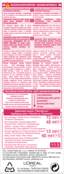 Tył opakowania farby do włosów L'Oréal Excellence z polskimi instrukcjami i listą składników. Widoczne objętości.