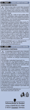 Schwarzkopf Re-Nature, tył opakowania farby do włosów: instrukcje, logo firmy, adres, symbol recyklingu.