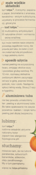 Panel informacyjny produktu Tołpa: składniki (torf, enzymy), sposób użycia, aluminiowa tuba. Jasne tło, ciemny tekst.
