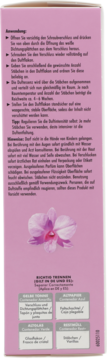 Tył opakowania Domol Perfume&Style Aloha Orchidee: instrukcja użycia, ostrzeżenia, orchidea i schemat segregacji.