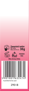 Tył opakowania Wibo Unicorn Tears primer i serum. Różowe, z kodem, ikonami i tekstem 30g, Paraben Free.
