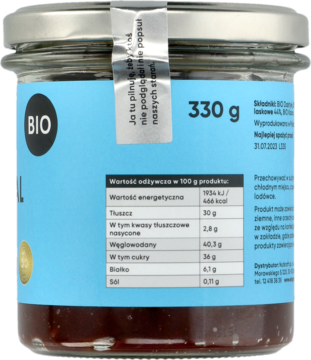 EKOGRAM BIO ,pasta z daktyli, orzechów laskowych i kakao,,prawa
