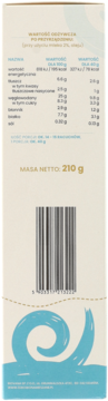 Bok opakowania mieszanki Zdrowo Namieszane 210g, z tabelą wartości odżywczych, kodem kreskowym i niebieską spiralą.