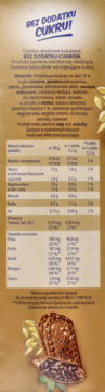 Pełne opakowanie Sante Fit ciasteczek zbożowych kakaowych z napisem "BEZ DODATKU CUKRU!" i tabelą wartości.