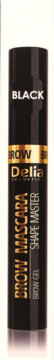 Delia Brow Mascara Black, czarna tuba ze złotymi napisami, widok z przodu, opisana jako Brow Gel.