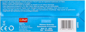 Spód niebieskiego opakowania Trefl Misiowa Rodzinka z widocznym kodem kreskowym i adresem importera Trefl.