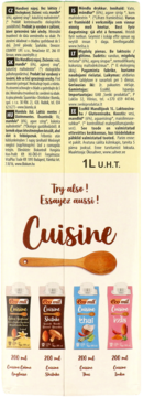 Front opakowania 1L napoju migdałowego BIO UHT z listą języków. Poniżej 4x 200ml kartony "Creme Cuisine" roślinne.