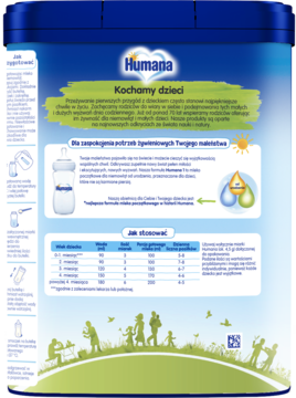 HUMANA ,mleko początkowe, dla niemowląt, od urodzenia, 1,prawa