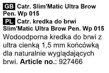 Informacje o produkcie: Catrice Slim'Matic Ultra Brow Pen Wp 015, wodoodporna kredka do brwi.