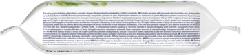 Tył opakowania nawilżanego papieru toaletowego Cleanic z rumiankiem, biała folia z drobnym nadrukiem.