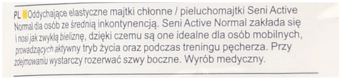 Zdjęcie fragmentu tekstu, który opisuje majtki chłonne Seni Active Normal dla osób mobilnych. Wyrób medyczny.