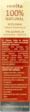 Zbliżenie na beżowo-czerwone opakowanie Venita 100% Natural Ziołowej Farby do włosów z polskim opisem.