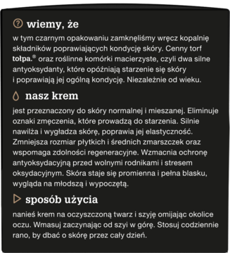 TOŁPA Black From Nature ,krem do twarzy, lekki, wygładzający zmarszczki, na dzień,prawa