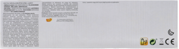 Tył opakowania zabawki "Szkoła bezpiecznej jazdy" z polskim tekstem opisowym, logo CE i symbolami recyklingu.