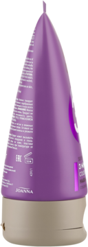 Fioletowa tuba odżywki koloryzującej Joanna z beżową podstawą, widok z boku, na opakowaniu widoczne napisy.