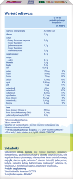 Tył opakowania HiPP JUNIOR COMBIOTIK: tabela wartości odżywczych i lista składników w języku polskim.
