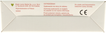 Spód białego opakowania puzzli edukacyjnych dla maluchów, z polskim tekstem i znakiem CE.