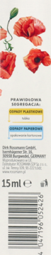 Tył opakowania kremu pod oczy Alterra Vital, z czerwonymi makami, informacjami o recyklingu i kodem kreskowym.