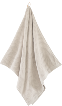 Beżowy ręcznik Braid 70x140cm z bawełny egipskiej, wiszący, z wyraźną plecioną fakturą.