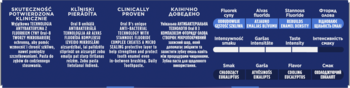 Infografika Oral-B Regeneracja Szkliwa: wzmacnia i chroni szkliwo, na ciemnoniebieskim tle, z białym tekstem.