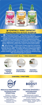 Trzy butelki Air Wick Active Fresh: kwiat wiśni, wanilia i lawenda, widok z przodu.