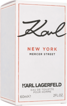 Karl Lagerfeld New York Mercer Street, białe pudełko męskiej wody toaletowej 60ml, widok z przodu.