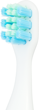 Vitammy Smile końcówka szczoteczki sonicznej dla dzieci, biała z niebieskimi i zielonymi włóknami.