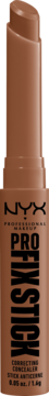 NYX Pro Fix Stick Correcting Concealer w odcieniu sienna, brązowy sztyft z czarnym napisem i wysuniętym korektorem.