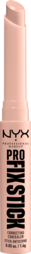 NYX Pro Fix Stick korektor nr 02 pink. Jasnoróżowy korektor w sztyfcie, widok z przodu, czarny napis.