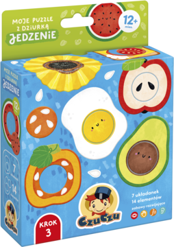 Pudełko puzzli Czuczu Moje puzzle z dziurką Jedzenie, z kolorowymi układankami jedzenia dla dzieci.