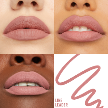 Maybelline Lifter Liner 006 Line Leader: matowa konturówka w odcieniu brudnego różu na ustach oraz próbka koloru.